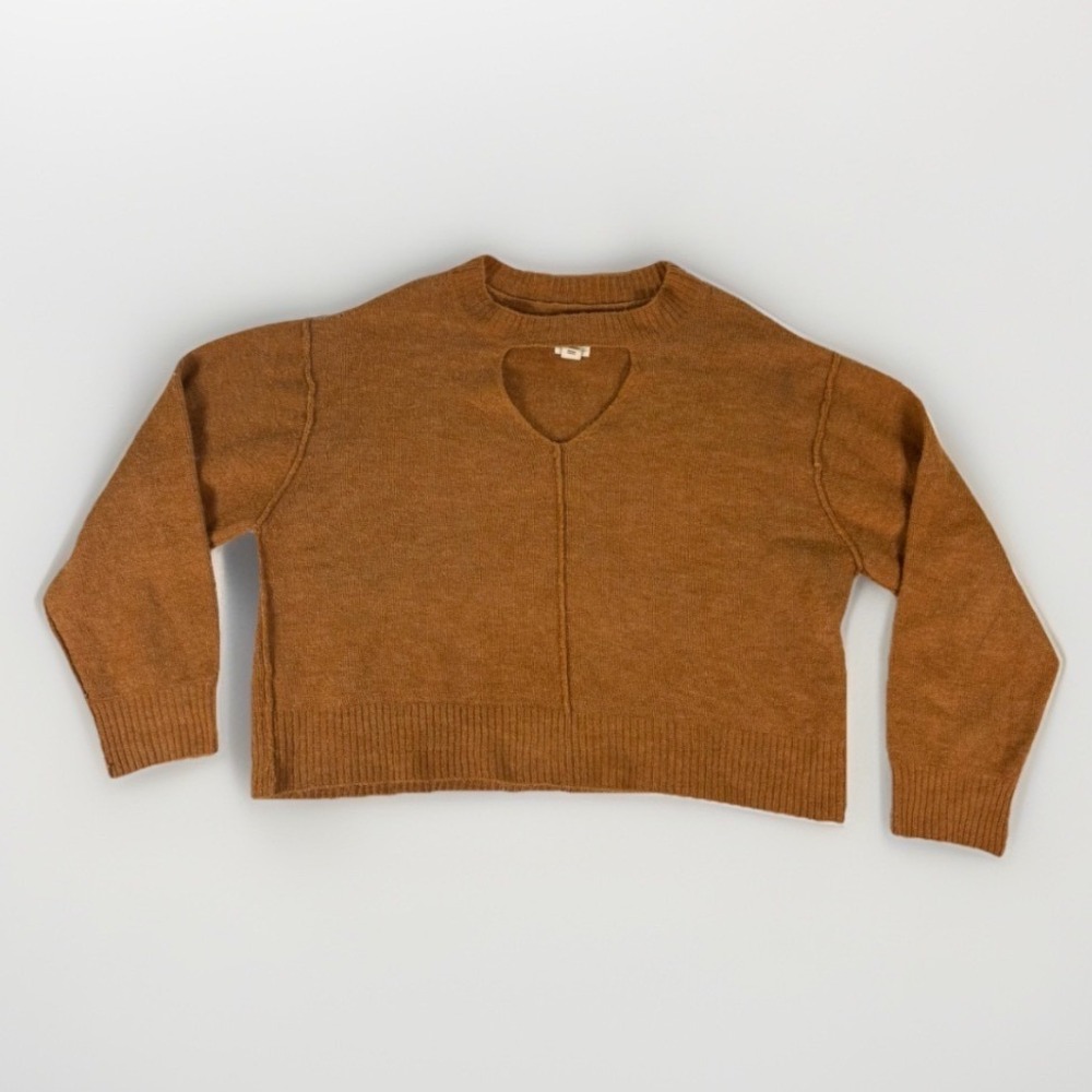 Billabong Cutout Neck Knit Sweater‎ Women's Medium Burnt Orange Wool Blend Boho
